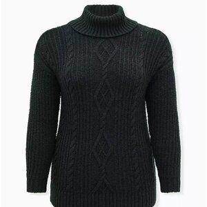 Torrid Outlander Chunky Cable Knit Turtleneck Pullover Sweater